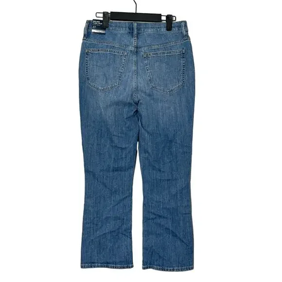 NWT J.Crew Flare Crop Mid-Rise Jean in All-Day Stretch Blue Pebble Wash Size 27